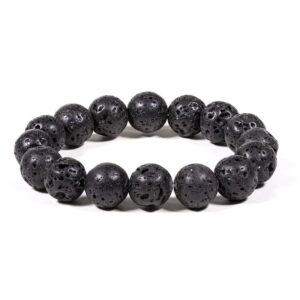 BUDDHY amband – lavasteen – 16 dikke kralen – 12 mm