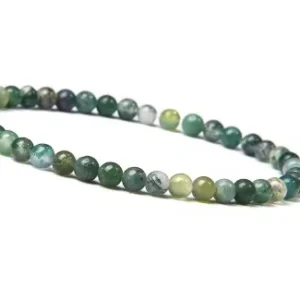 BUDDHY amband – groenblauw – moss agaat – 19 cm – kralen 4 mm