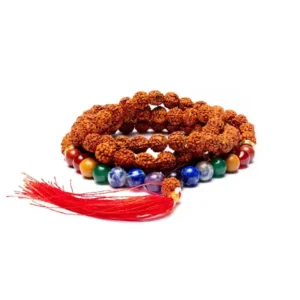BUDDHY chakra rudraksha armband – tibetaanse halsketting 108 kralen – rood kwastje