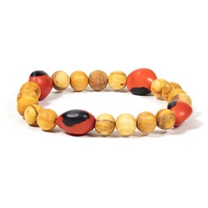 BUDDHY amband – palo santo + 4 huayruro kralen – armband heilig hout