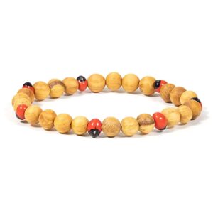 BUDDHY amband – palo santo + huayruro kralen – armband heilig hout