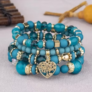 BUDDHY Boho Armband – Groenblauw – Goud – 4-delig BUDDHY Boho Armband – Groenblauw – Goud – 4-delig